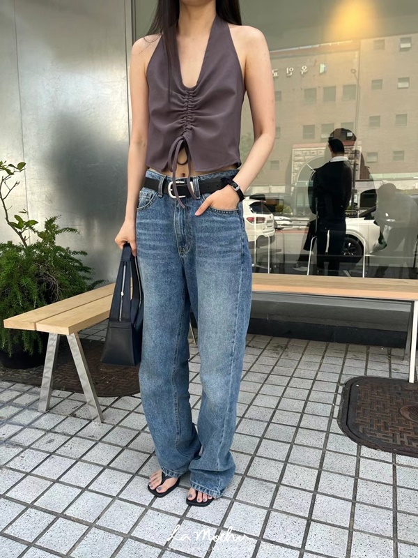 掛脖後綁帶V領性感美背小背心